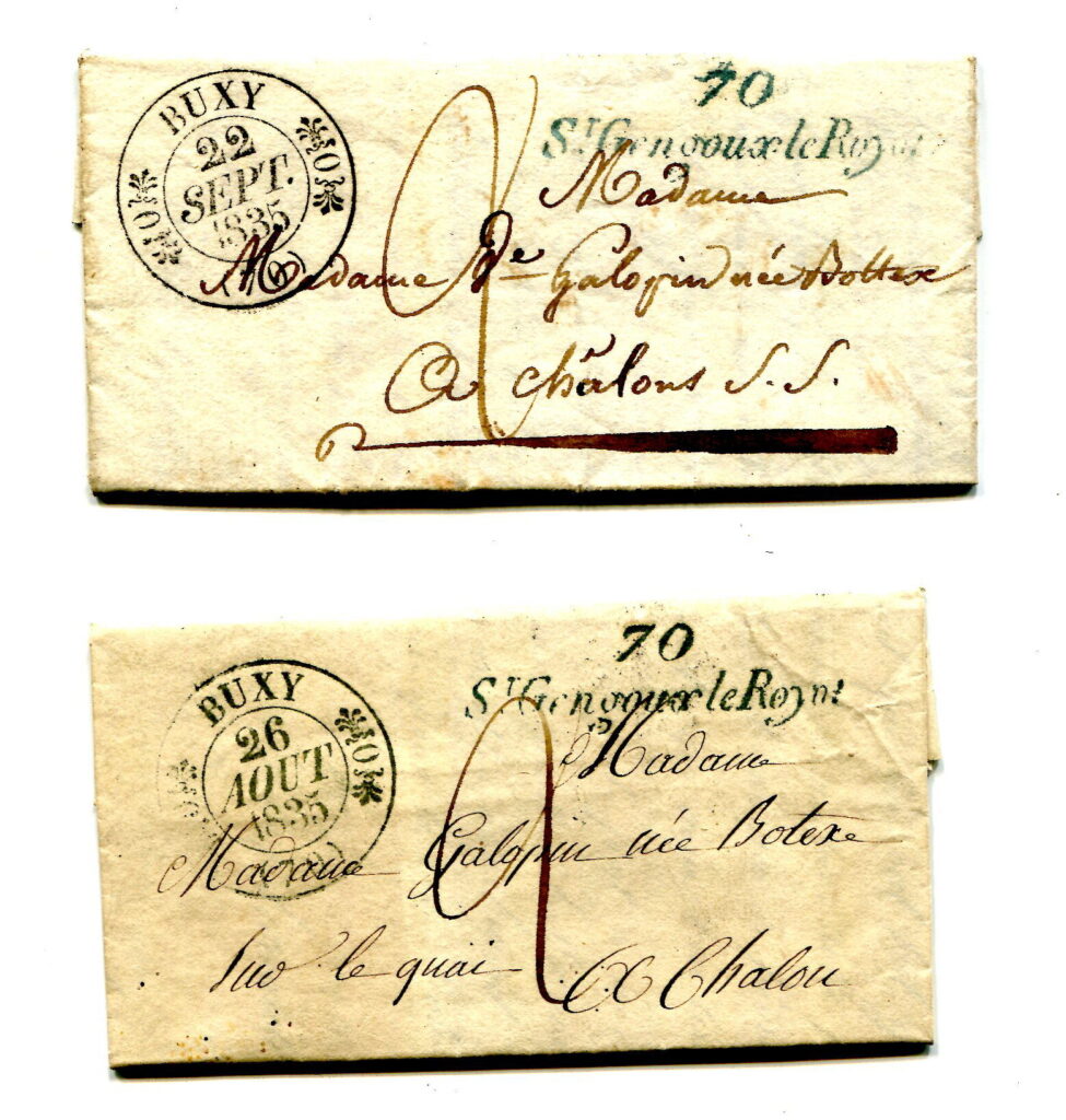 Deux lettres anciennes manuscrites portant des marques postales